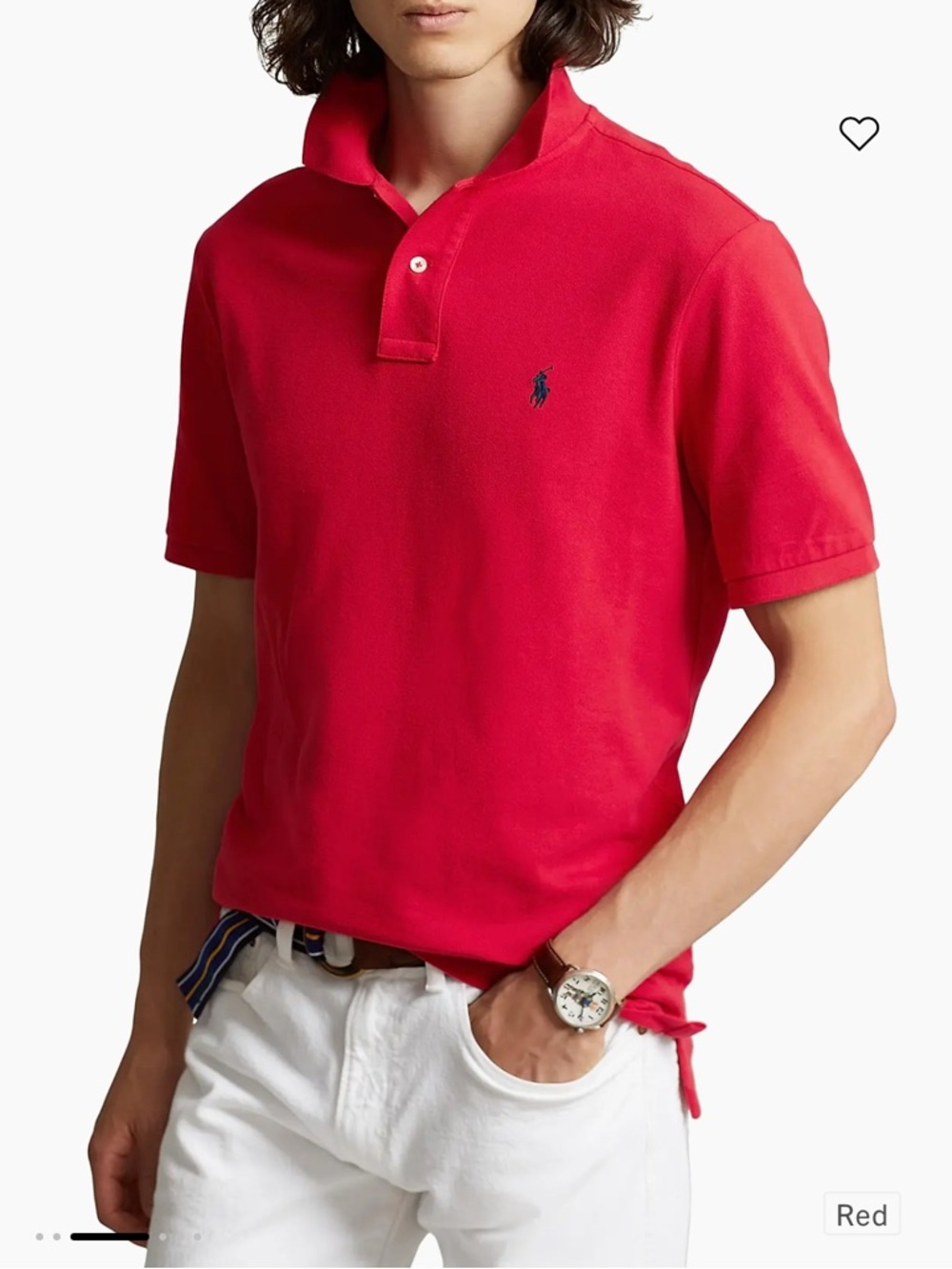 Polo Ralph Lauren Solid Red Short Sleeve Polo Shirt Pony Blue Logo M Men’s